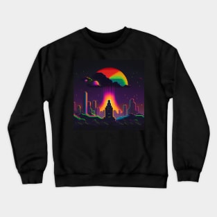 Pixel city and UFO Crewneck Sweatshirt